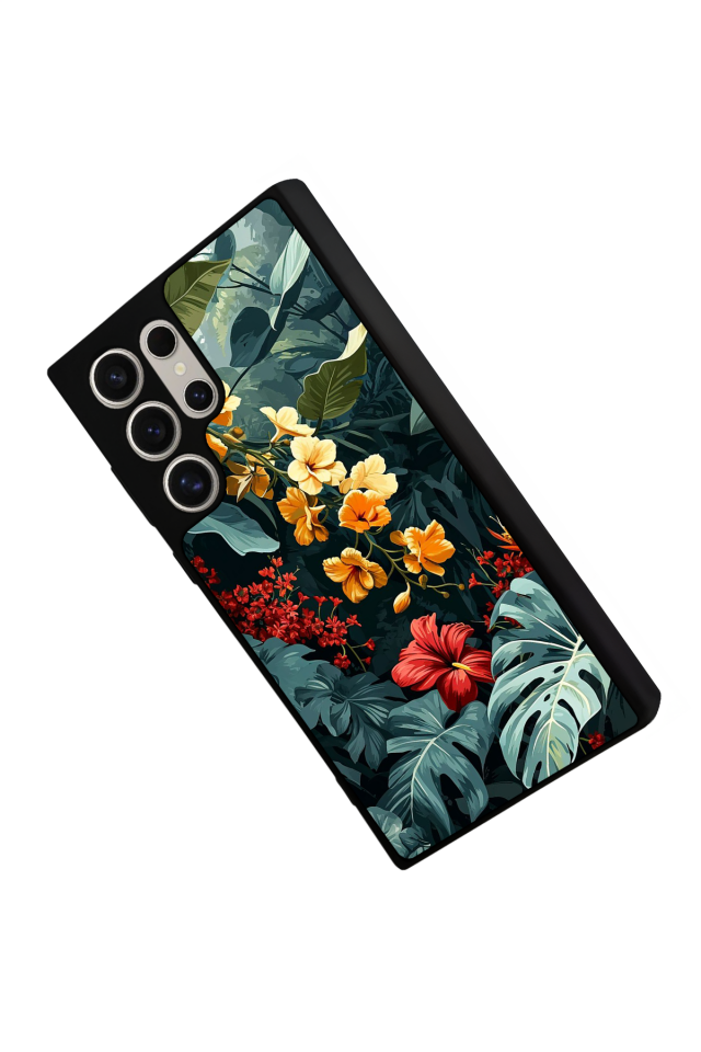 Samsung Galaxy S23 Ultra Uyumlu Botanik Tasarımlı Glossy Premium Kılıf