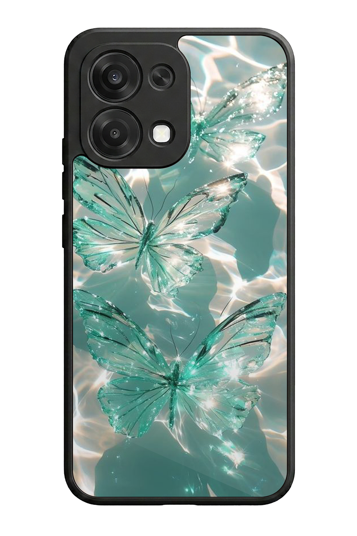 Oppo A6 Pro Uyumlu Kelebek Tasarımlı Glossy Premium Kılıf