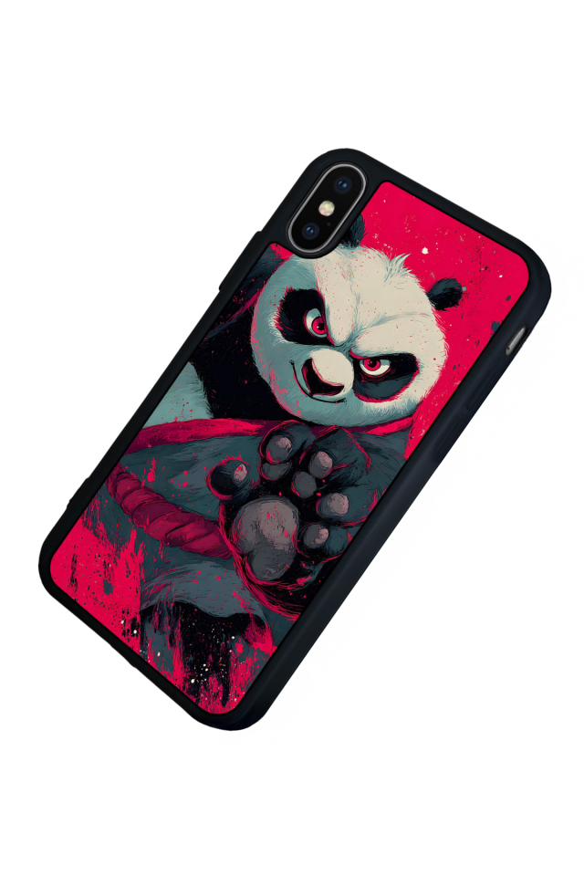 iPhone X/ XS Uyumlu Kung Fu Panda Tasarımlı Glossy Premium Kılıf