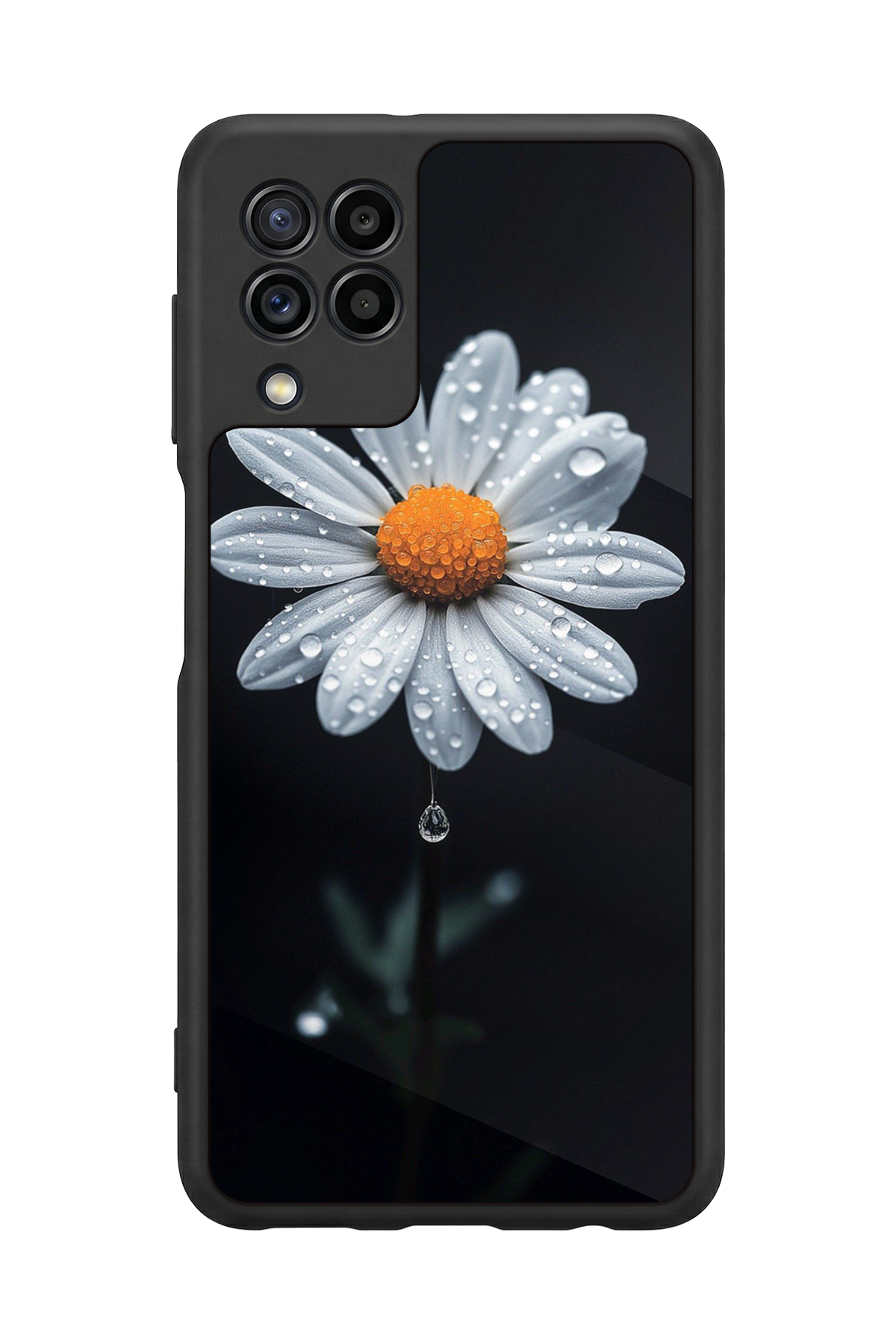 Samsung Galaxy M22 Uyumlu Papatya Tasarımlı Glossy Premium Kılıf
