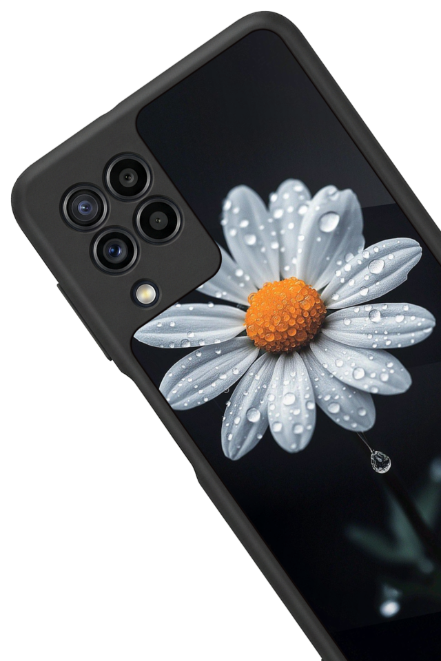 Samsung Galaxy M22 Uyumlu Papatya Tasarımlı Glossy Premium Kılıf