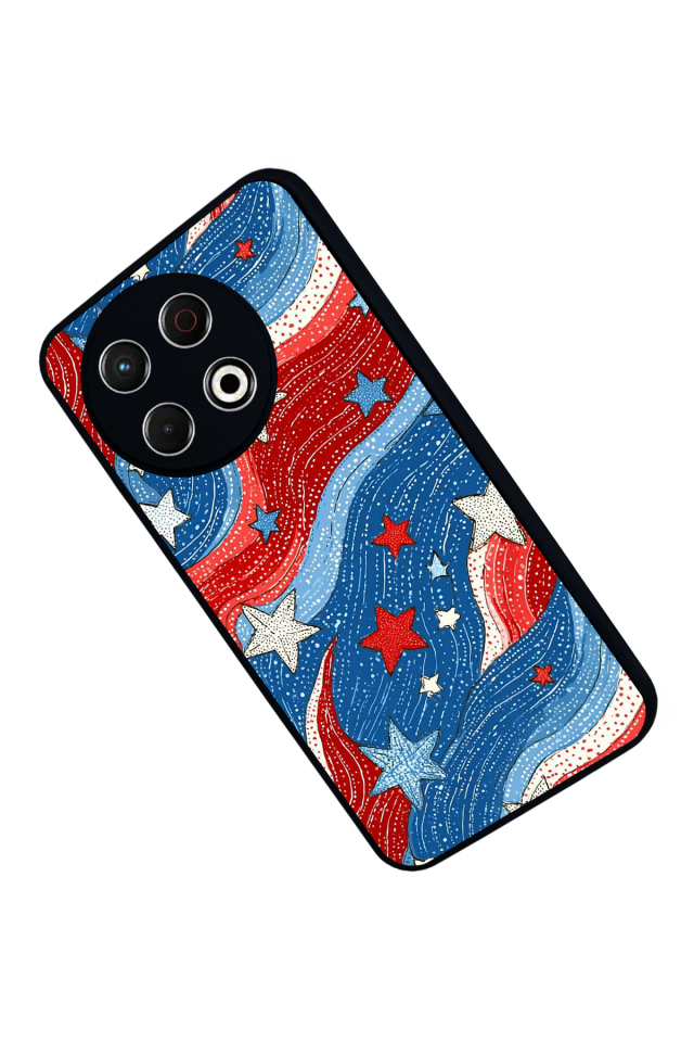 Tecno Spark 30 Pro Uyumlu Retro Yildizlar Tasarımlı Glossy Premium Kılıf