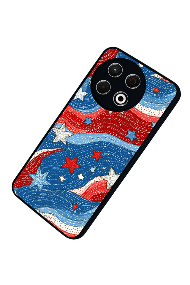 Tecno Spark 30 Pro Uyumlu Retro Yildizlar Tasarımlı Glossy Premium Kılıf