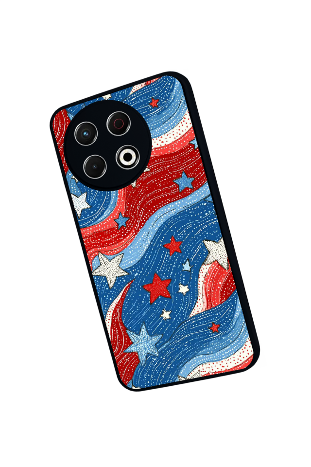 Tecno Spark 30 Pro Uyumlu Retro Yildizlar Tasarımlı Glossy Premium Kılıf