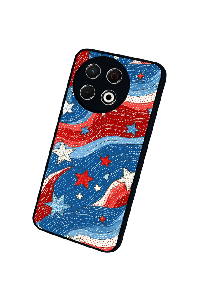 Tecno Spark 30 Pro Uyumlu Retro Yildizlar Tasarımlı Glossy Premium Kılıf