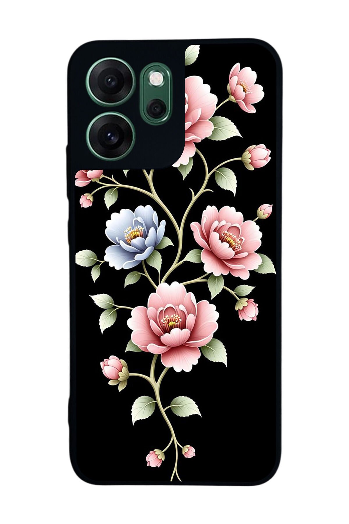Oppo Reno 14F Uyumlu Yaldizli Cicek Tasarımlı Glossy Premium Kılıf