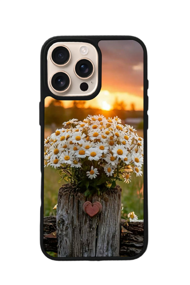 iPhone 15 Pro Max Uyumlu Cicek Tasarımlı Glossy Premium Kılıf