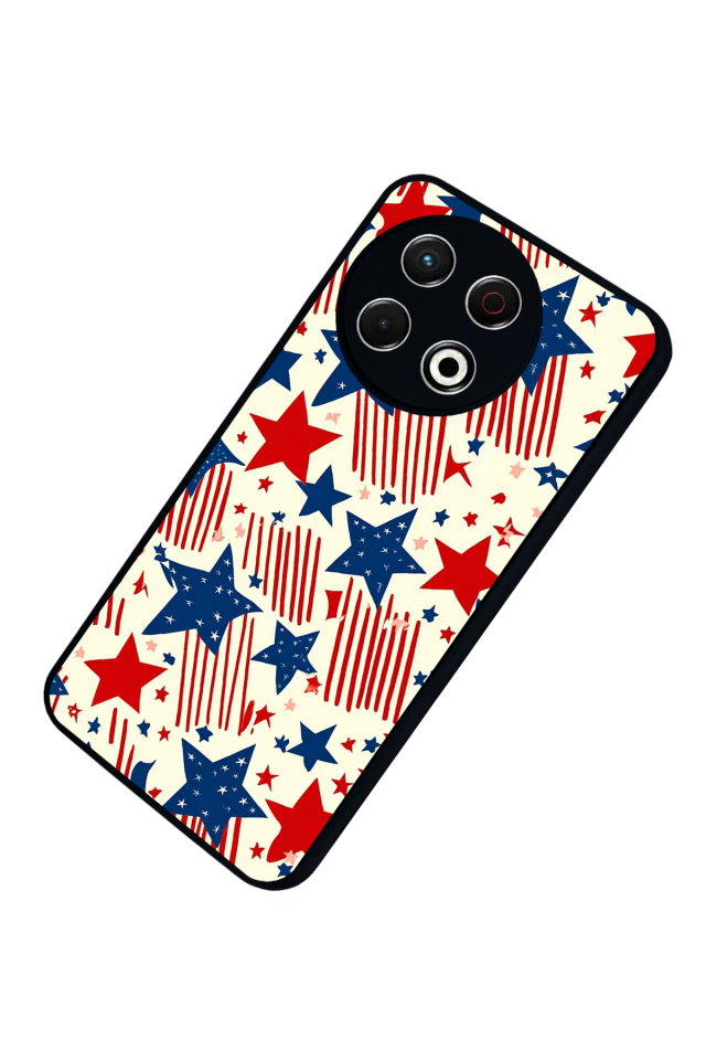 Tecno Spark 30 Pro Uyumlu Retro Yildizlar Tasarımlı Glossy Premium Kılıf