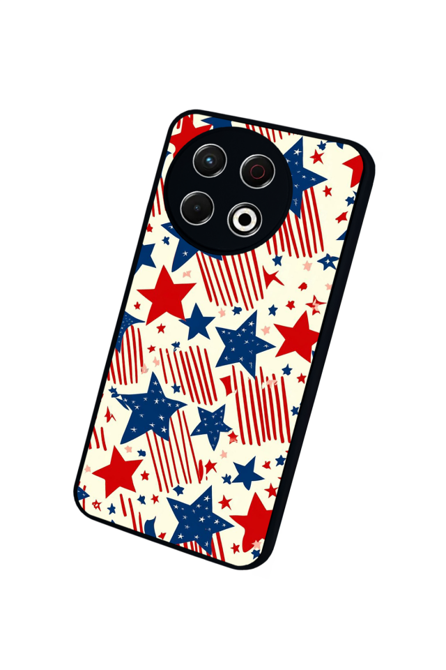 Tecno Spark 30 Pro Uyumlu Retro Yildizlar Tasarımlı Glossy Premium Kılıf