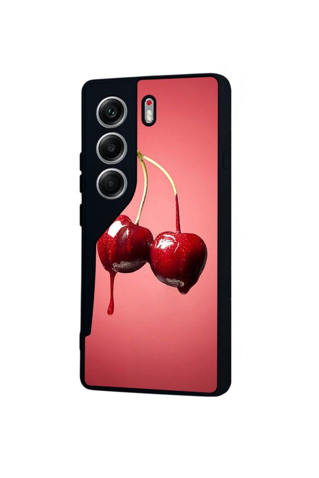Tecno Camon 40 Uyumlu Kiraz Tasarımlı Glossy Premium Kılıf