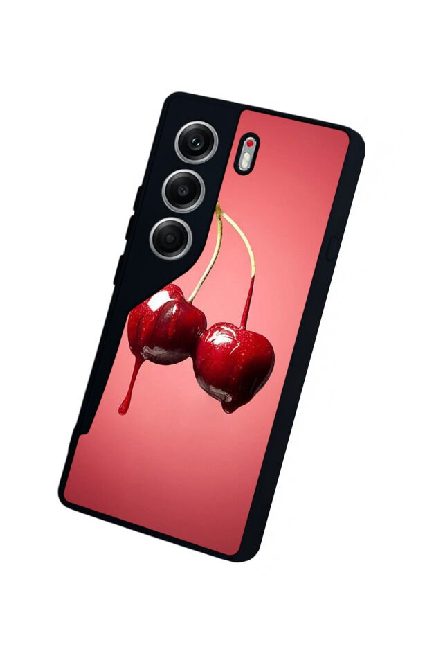 Tecno Camon 40 Uyumlu Kiraz Tasarımlı Glossy Premium Kılıf