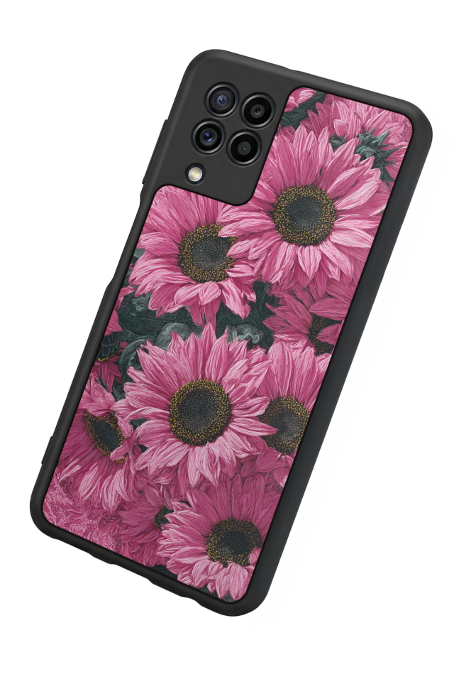Samsung Galaxy M32 Uyumlu Cicek Tasarımlı Glossy Premium Kılıf