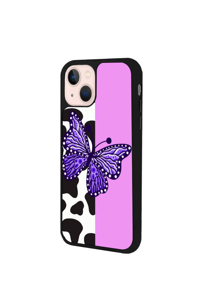 iPhone 13 Mini Uyumlu Kelebek Tasarımlı Glossy Premium Kılıf