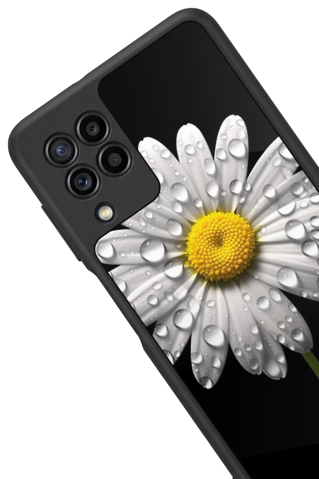 Samsung Galaxy M22 Uyumlu Papatya Tasarımlı Glossy Premium Kılıf