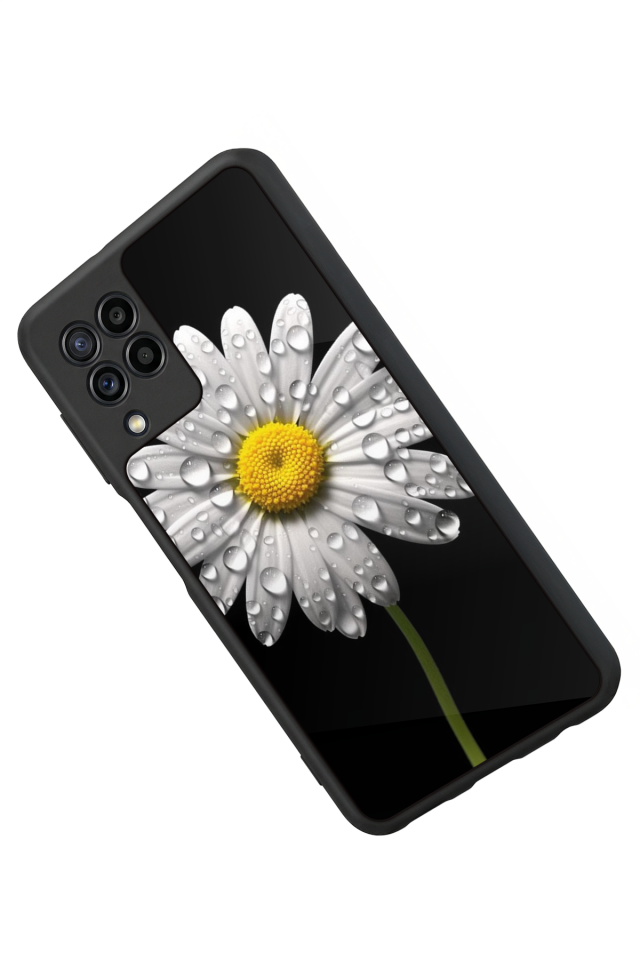Samsung Galaxy M22 Uyumlu Papatya Tasarımlı Glossy Premium Kılıf