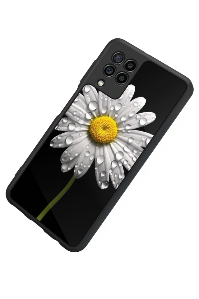 Samsung Galaxy M22 Uyumlu Papatya Tasarımlı Glossy Premium Kılıf