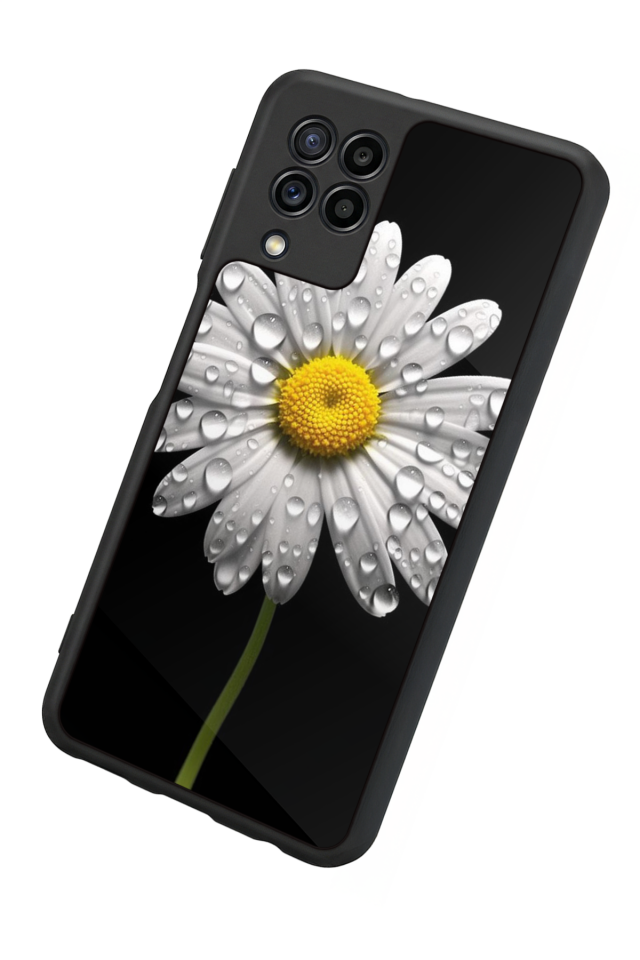 Samsung Galaxy M22 Uyumlu Papatya Tasarımlı Glossy Premium Kılıf