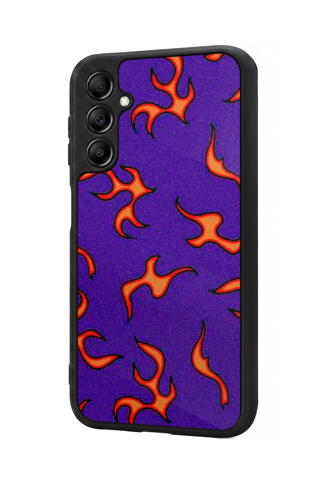 Samsung Galaxy A14 Uyumlu Retro Flame Patterns Tasarımlı Glossy Premium Kılıf