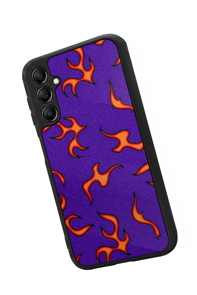 Samsung Galaxy A14 Uyumlu Retro Flame Patterns Tasarımlı Glossy Premium Kılıf