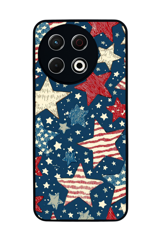 Tecno Spark 30 Pro Uyumlu Retro Yildizlar Tasarımlı Glossy Premium Kılıf