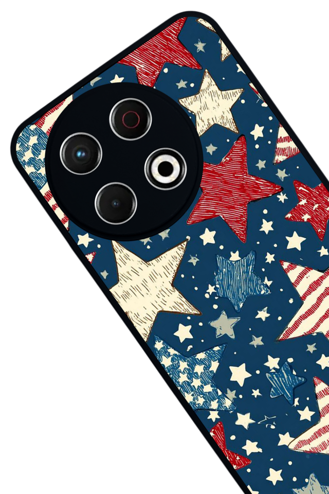 Tecno Spark 30 Pro Uyumlu Retro Yildizlar Tasarımlı Glossy Premium Kılıf