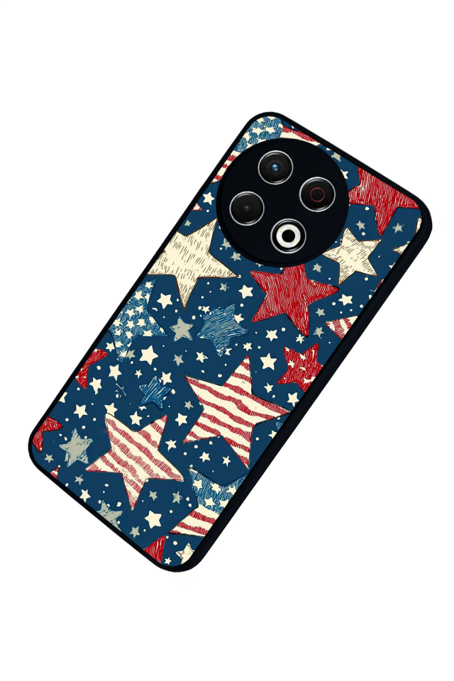 Tecno Spark 30 Pro Uyumlu Retro Yildizlar Tasarımlı Glossy Premium Kılıf