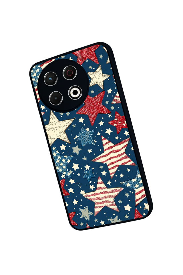 Tecno Spark 30 Pro Uyumlu Retro Yildizlar Tasarımlı Glossy Premium Kılıf