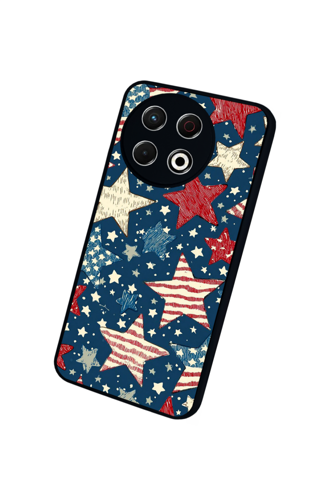 Tecno Spark 30 Pro Uyumlu Retro Yildizlar Tasarımlı Glossy Premium Kılıf