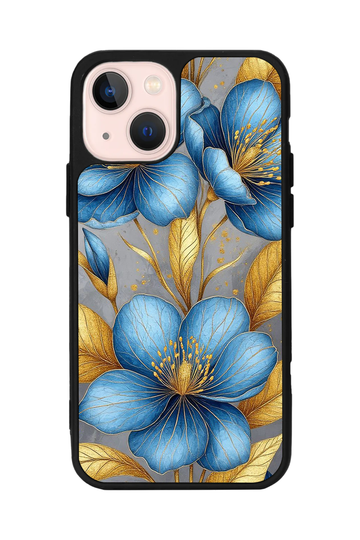 iPhone 15 Uyumlu Yaldizli Cicek Tasarımlı Glossy Premium Kılıf