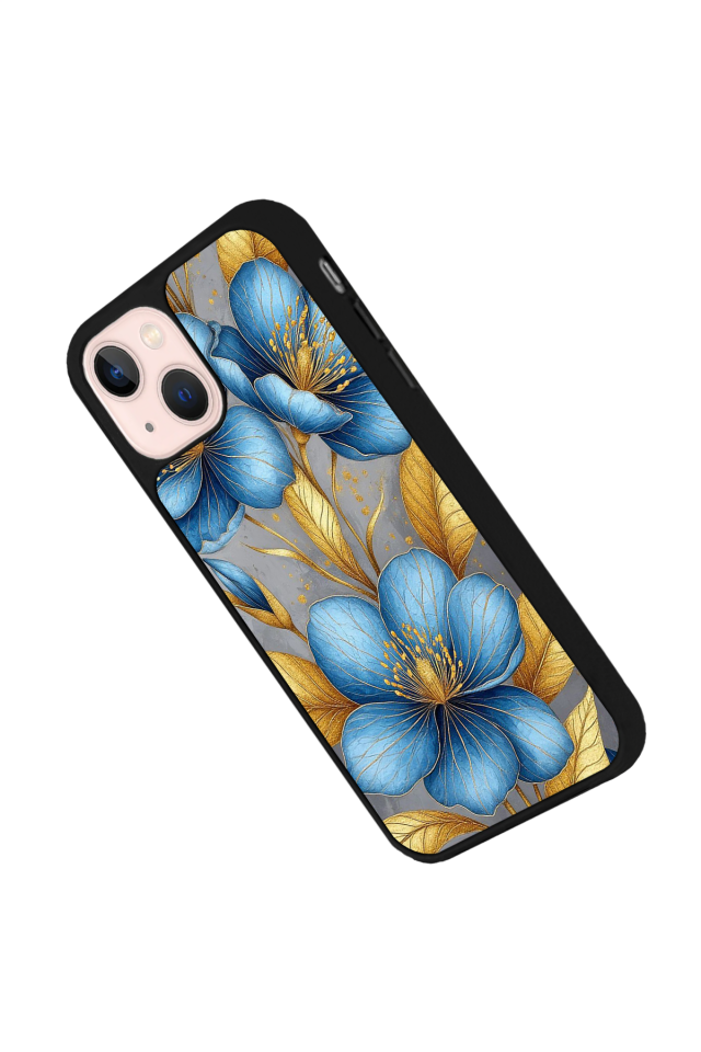iPhone 15 Uyumlu Yaldizli Cicek Tasarımlı Glossy Premium Kılıf