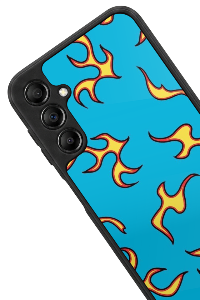 Samsung Galaxy A14 Uyumlu Retro Flame Patterns Tasarımlı Glossy Premium Kılıf