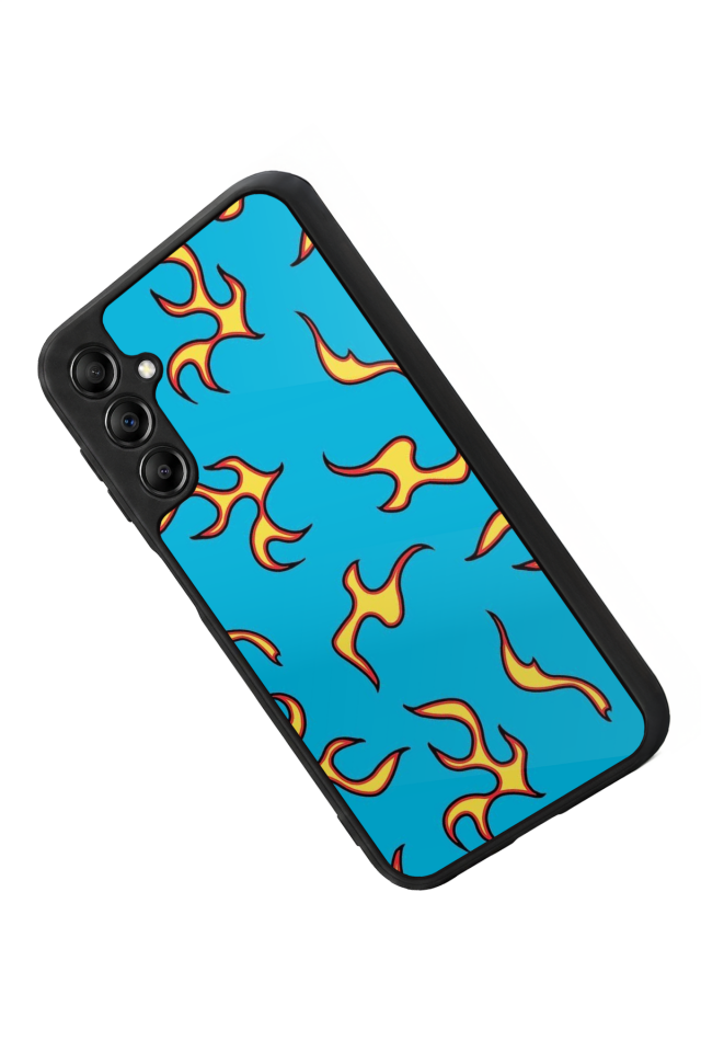 Samsung Galaxy A14 Uyumlu Retro Flame Patterns Tasarımlı Glossy Premium Kılıf