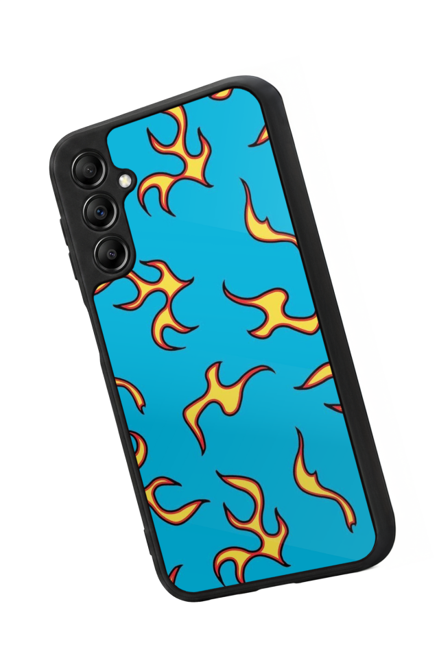 Samsung Galaxy A14 Uyumlu Retro Flame Patterns Tasarımlı Glossy Premium Kılıf