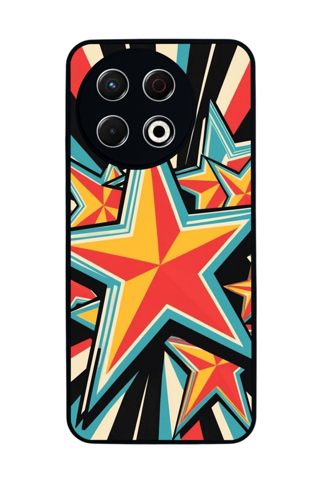 Tecno Spark 30 Pro Uyumlu Retro Yildizlar Tasarımlı Glossy Premium Kılıf