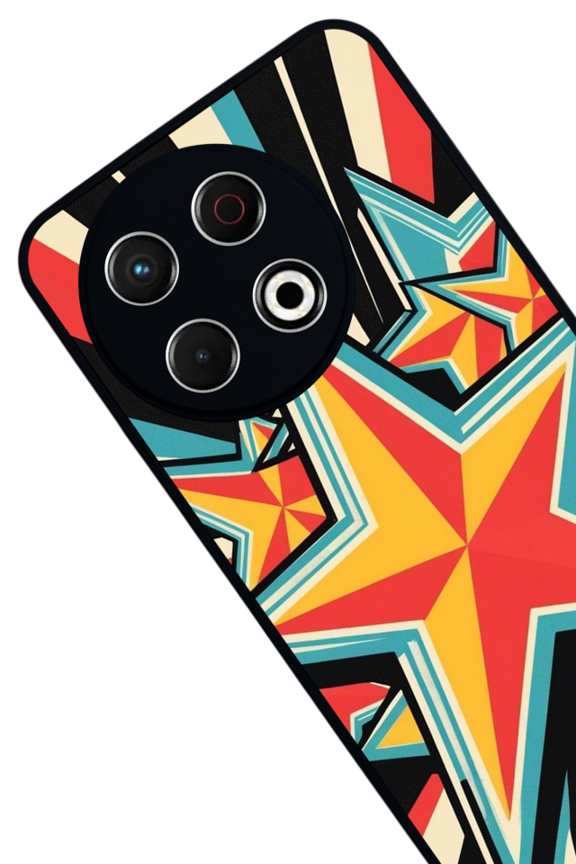 Tecno Spark 30 Pro Uyumlu Retro Yildizlar Tasarımlı Glossy Premium Kılıf