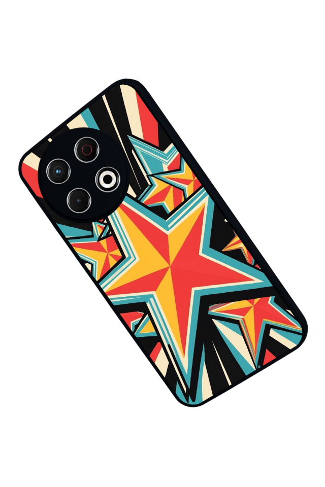 Tecno Spark 30 Pro Uyumlu Retro Yildizlar Tasarımlı Glossy Premium Kılıf