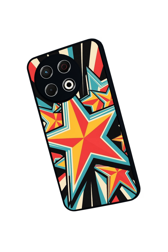 Tecno Spark 30 Pro Uyumlu Retro Yildizlar Tasarımlı Glossy Premium Kılıf