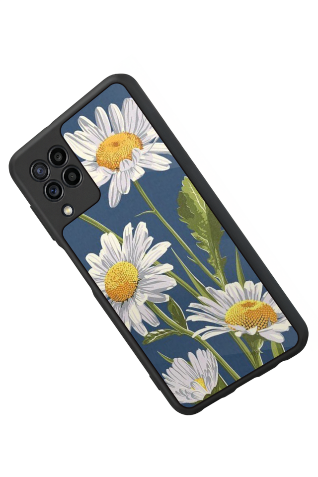 Samsung Galaxy M22 Uyumlu Papatya Tasarımlı Glossy Premium Kılıf