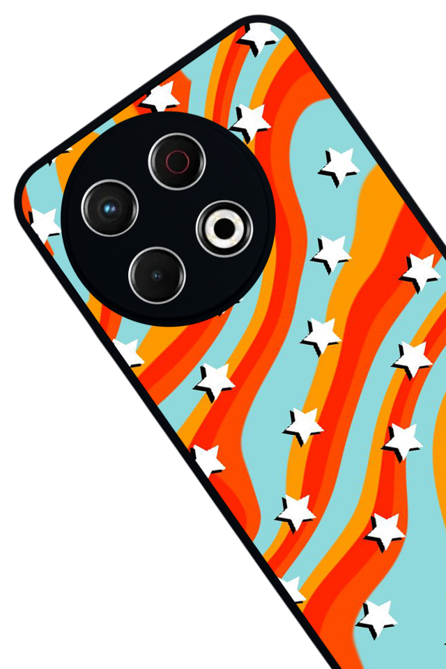 Tecno Spark 30 Pro Uyumlu Retro Yildizlar Tasarımlı Glossy Premium Kılıf