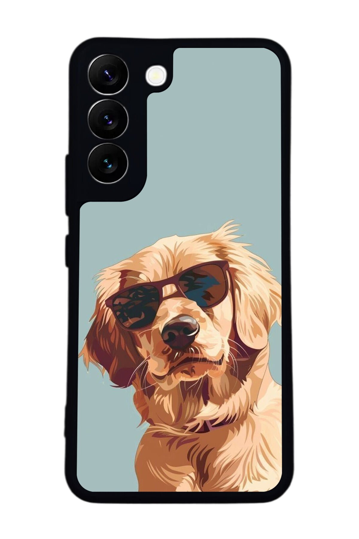Samsung Galaxy S22 Uyumlu Golden Kopek Tasarımlı Glossy Premium Kılıf