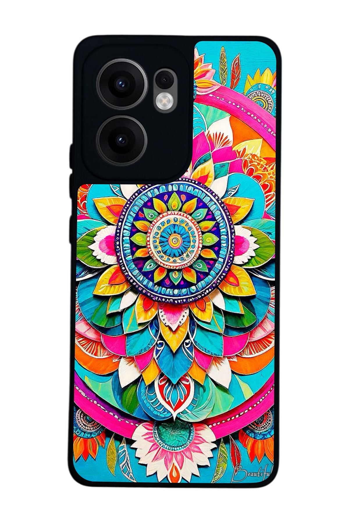 Oppo Reno 13F Uyumlu Mandala Tasarımlı Glossy Premium Kılıf
