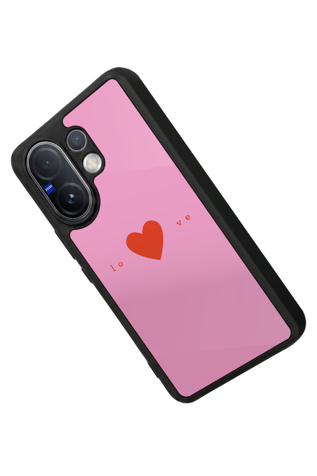 Vivo V60 Uyumlu Kalp Love Tasarımlı Glossy Premium Kılıf