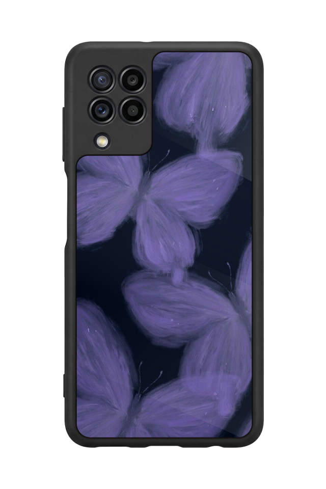 Samsung Galaxy M22 Uyumlu Kelebek Tasarımlı Glossy Premium Kılıf