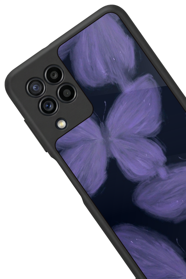 Samsung Galaxy M22 Uyumlu Kelebek Tasarımlı Glossy Premium Kılıf