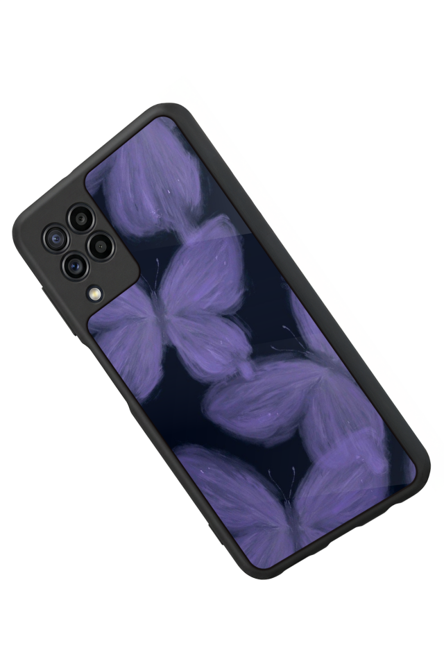 Samsung Galaxy M22 Uyumlu Kelebek Tasarımlı Glossy Premium Kılıf