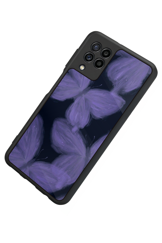 Samsung Galaxy M22 Uyumlu Kelebek Tasarımlı Glossy Premium Kılıf