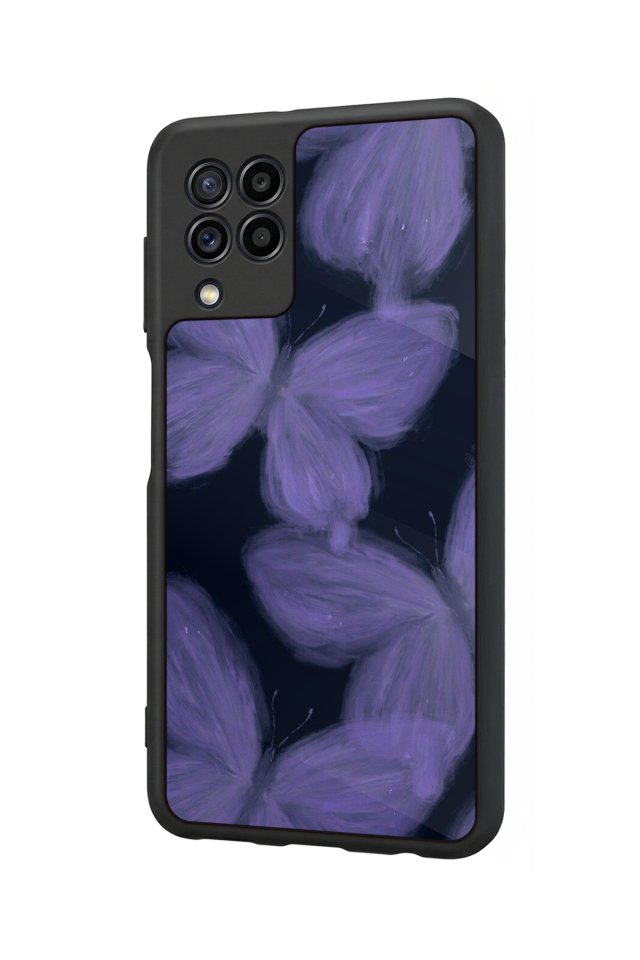 Samsung Galaxy M22 Uyumlu Kelebek Tasarımlı Glossy Premium Kılıf