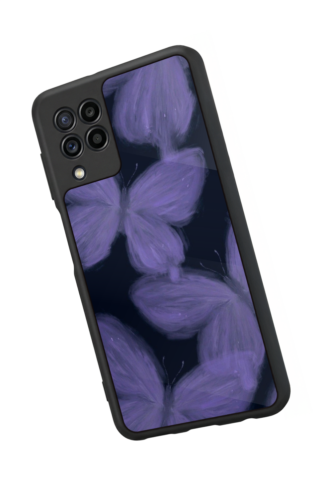 Samsung Galaxy M22 Uyumlu Kelebek Tasarımlı Glossy Premium Kılıf