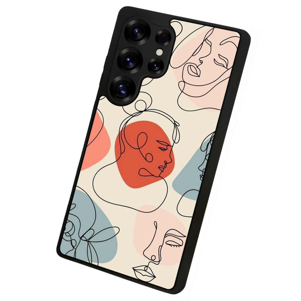 Samsung Galaxy S25 Ultra Uyumlu Line Art Tasarımlı Glossy Premium Kılıf