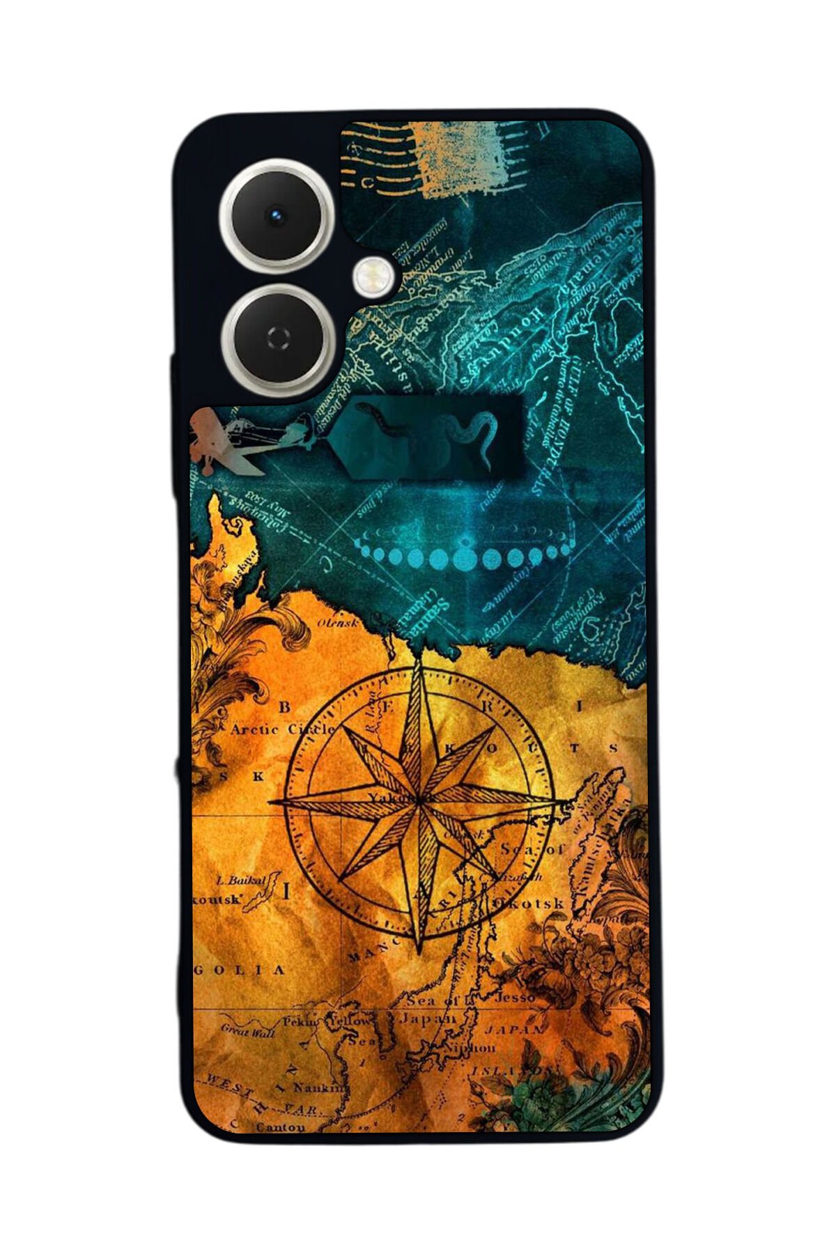 Tecno Spark GO 2 Uyumlu Harita Tasarımlı Glossy Premium Kılıf